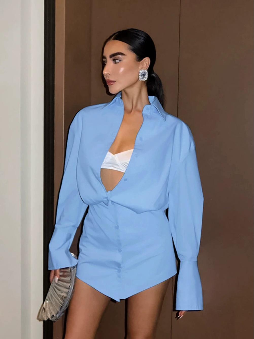 2025 European-Style Blue Lapel Shirt Dress with Bodycon Pencil Skirt Small синий
2025 European-Style Blue Lapel Shirt Dress with Bodycon Pencil Skirt Small синий