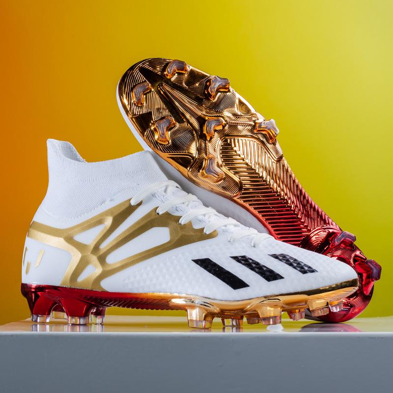 Gold Electroplated High-Top Football Cleats: Adult Sport Turf Shoes with Long Spikes for Outdoor Training 41
Gold Electroplated High-Top Football Cleats: Adult Sport Turf Shoes with Long Spikes for Outdoor Training 41