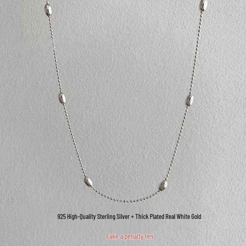 925 Sterling Silver Olive Bead Clavicle Necklace: Simple, Trendy, Stackable Women s Fashion Design 925 Silver
925 Sterling Silver Olive Bead Clavicle Necklace: Simple, Trendy, Stackable Women s Fashion Design 925 Silver