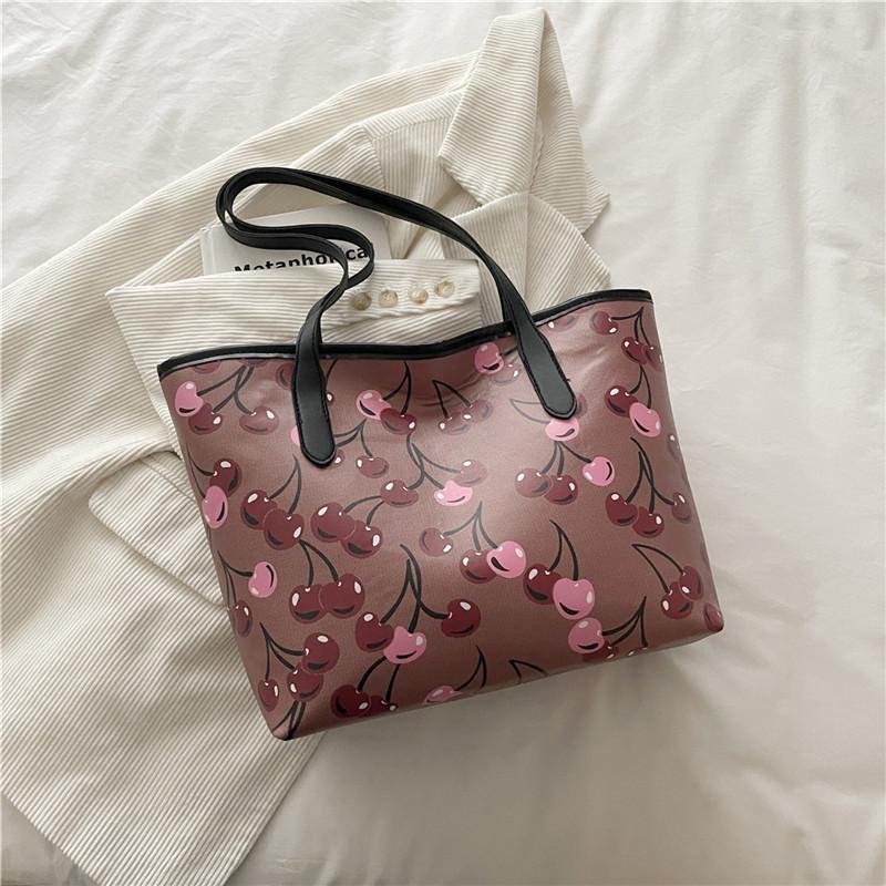 Cherry Print Large Capacity Tote Bag Fashionable Soft Faux Leather Shoulder Handbag for Women коричневий
Cherry Print Large Capacity Tote Bag Fashionable Soft Faux Leather Shoulder Handbag for Women коричневий