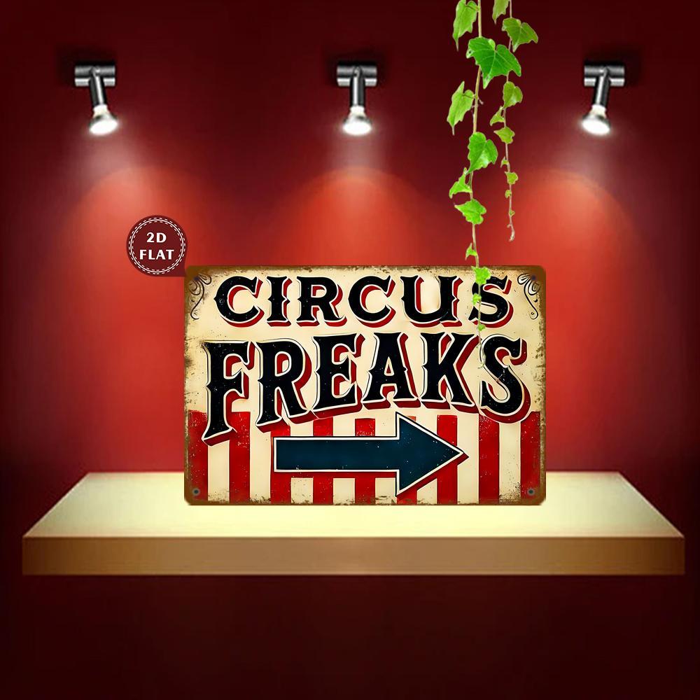 Vintage Circus Freaks Metal Wall Sign Retro Iron Artwork with Distressed Red White Stripes Waterproof Dustproof WallMount aluminum 20x30cm
Vintage Circus Freaks Metal Wall Sign Retro Iron Artwork with Distressed Red White Stripes Waterproof Dustproof WallMount aluminum 20x30cm