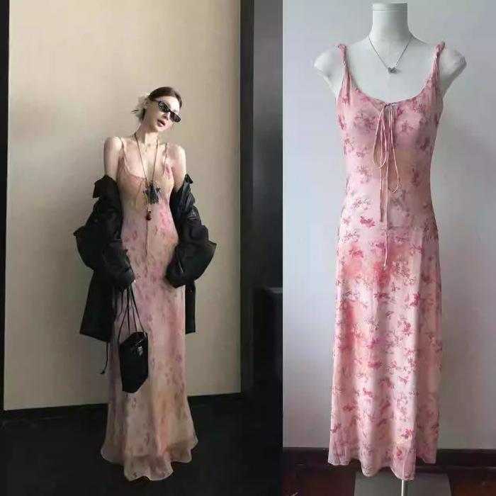 Summer waist skirt temperament a word long skirt French vacation style pink floral suspender dress women S красный
Summer waist skirt temperament a word long skirt French vacation style pink floral suspender dress women S красный