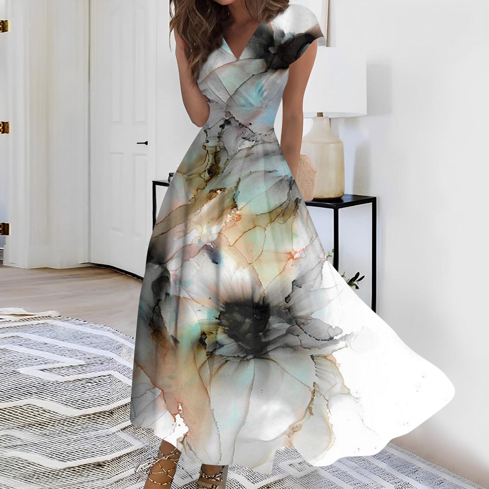 Женское длинное повседневное платье. Летнее платье с короткими рукавами и v-образным вырезом на талии с принтом. XL
Женское длинное повседневное платье. Летнее платье с короткими рукавами и v-образным вырезом на талии с принтом. XL