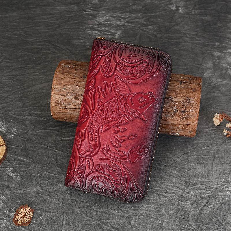 Explosive Retro Embossed Koi Wallet, Women s Top Layer Cowhide Handbag, Genuine Leather Wallet, Large Capacity Mobile Phone Bag червоний
Explosive Retro Embossed Koi Wallet, Women s Top Layer Cowhide Handbag, Genuine Leather Wallet, Large Capacity Mobile Phone Bag червоний