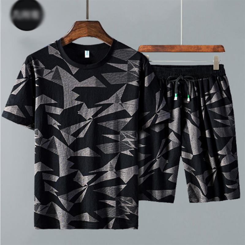 Костюмы мужские летние шорты спортивные костюмы мужские одинаковые модные студенческие футболки с принтом комплект одежды с короткими рукавами XXXXXL