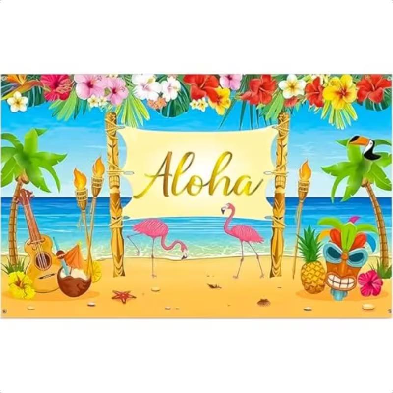 2D Aloha Luau Party Backdrop, Tropical Beach Photo Background 47.2x31.5inch/120*80cm
2D Aloha Luau Party Backdrop, Tropical Beach Photo Background 47.2x31.5inch/120*80cm