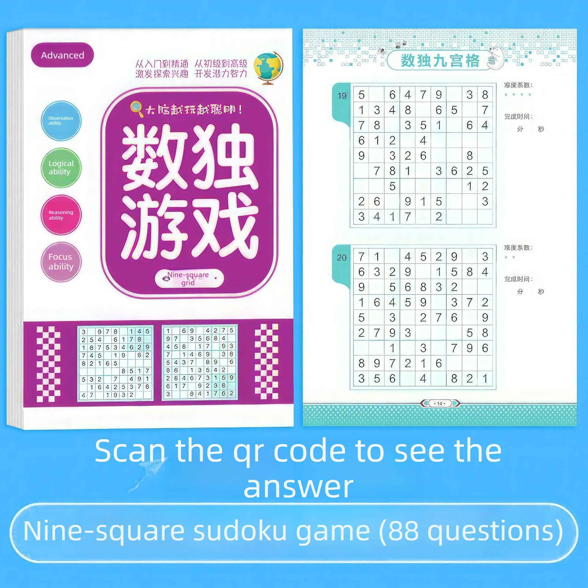 Kids Sudoku Puzzle Book 4x4 6x6 9x9 Grids Children Concentration Training Educational Toy Book for Elementary Students
Kids Sudoku Puzzle Book 4x4 6x6 9x9 Grids Children Concentration Training Educational Toy Book for Elementary Students