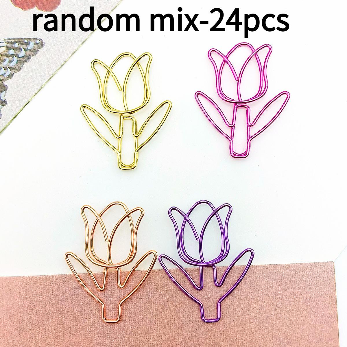 24pcs Creative Colorful Mixed Tulip-Shaped Paper Clips, Office Sorting Clips, Metal Unusual Curved Pins - Student Supplies
24pcs Creative Colorful Mixed Tulip-Shaped Paper Clips, Office Sorting Clips, Metal Unusual Curved Pins - Student Supplies