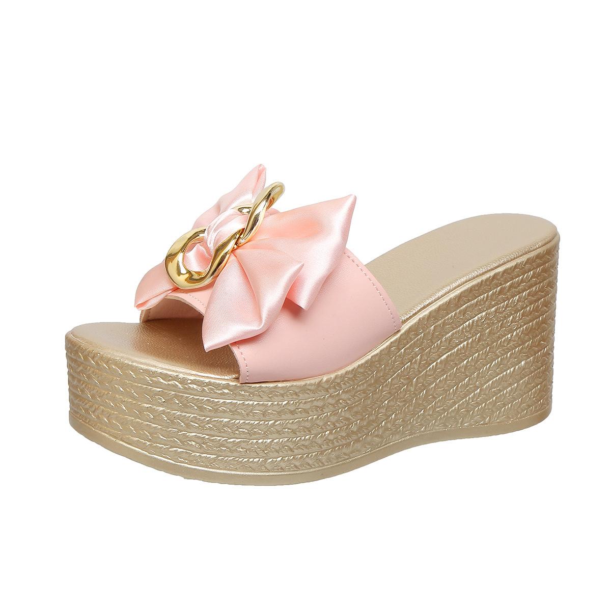 Foreign trade large size thick bottom bow slippers women s fashion metal buckle comfortable wedge heel word with muffin bottom slippers 43 43 розовый
Foreign trade large size thick bottom bow slippers women s fashion metal buckle comfortable wedge heel word with muffin bottom slippers 43 43 розовый