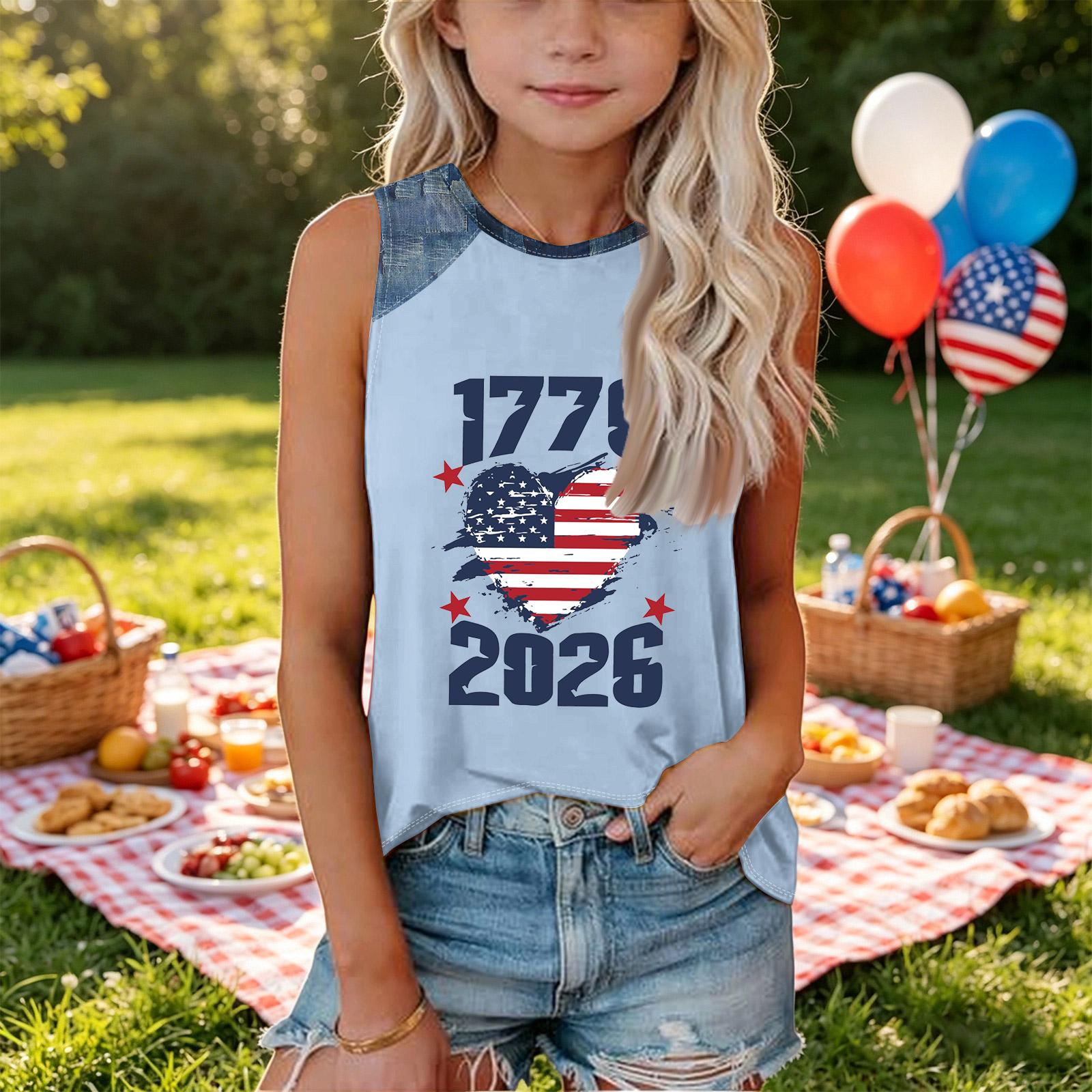 Women Sleeveless Loose Tank Top American Flag Heart Print Round Neck Casual Summer Shirt Denim Patchwork 160
Women Sleeveless Loose Tank Top American Flag Heart Print Round Neck Casual Summer Shirt Denim Patchwork 160