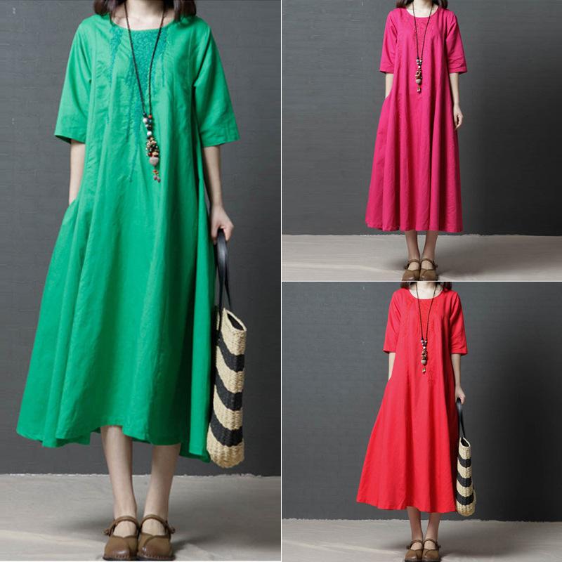 New Summer Style of Artistic Loose Embroidered Cotton and Linen Round-neck Five-quarter Sleeve Dress for Mid-length Women M
New Summer Style of Artistic Loose Embroidered Cotton and Linen Round-neck Five-quarter Sleeve Dress for Mid-length Women M