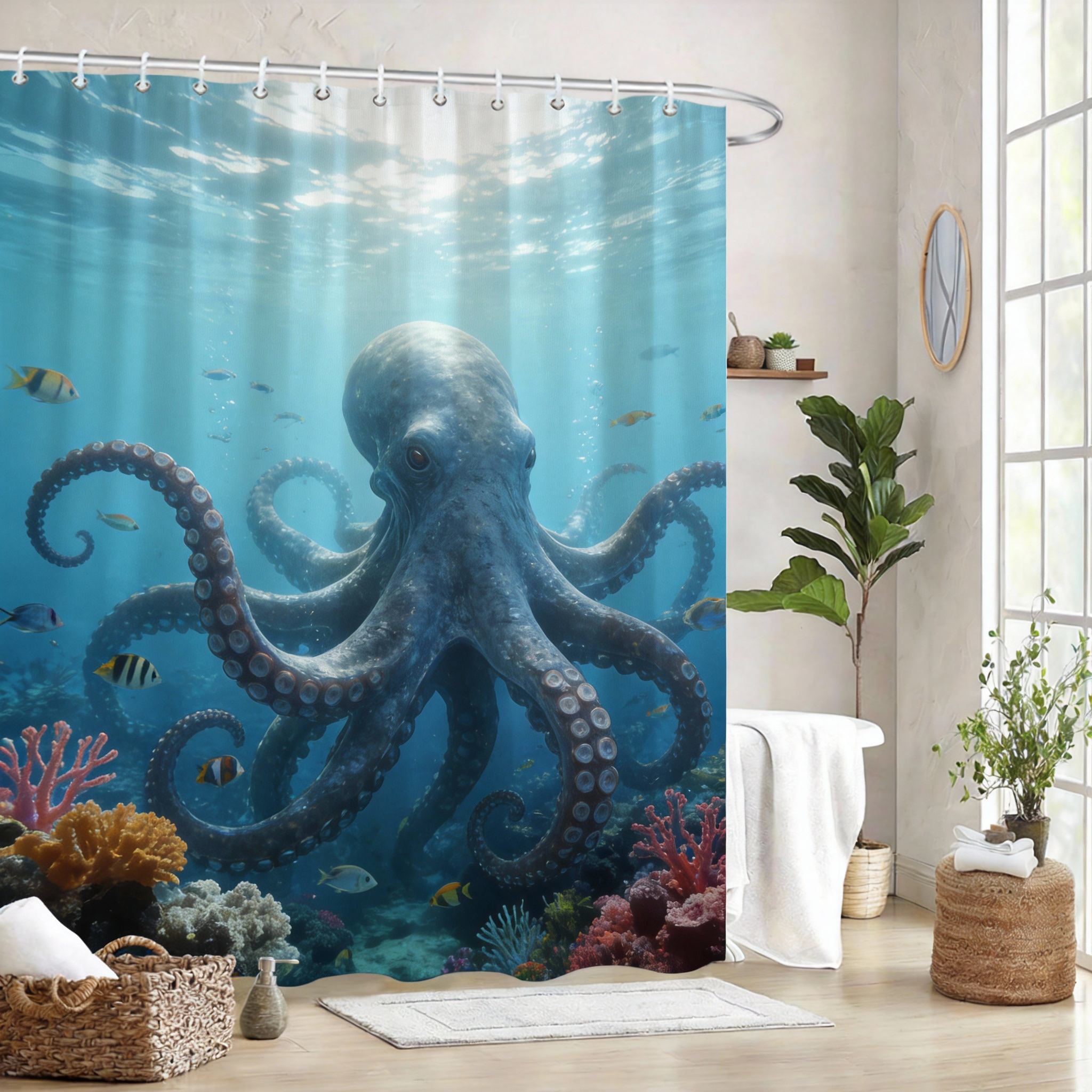 Shark Shower Curtain 180X180Cm – Realistic Great White Underwater Scene, Ocean Lover Bathroom Decor Gift, 12 Hooks W60H190(CM)-1 Pcs
Shark Shower Curtain 180X180Cm – Realistic Great White Underwater Scene, Ocean Lover Bathroom Decor Gift, 12 Hooks W60H190(CM)-1 Pcs