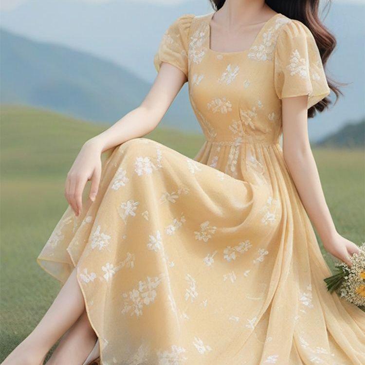 Elegant Yellow Floral Chiffon Dress for Women - Mori Style, Fresh, Sweet, French-Inspired, Youthful Fairy Look. XL (60-65kg)
Elegant Yellow Floral Chiffon Dress for Women - Mori Style, Fresh, Sweet, French-Inspired, Youthful Fairy Look. XL (60-65kg)