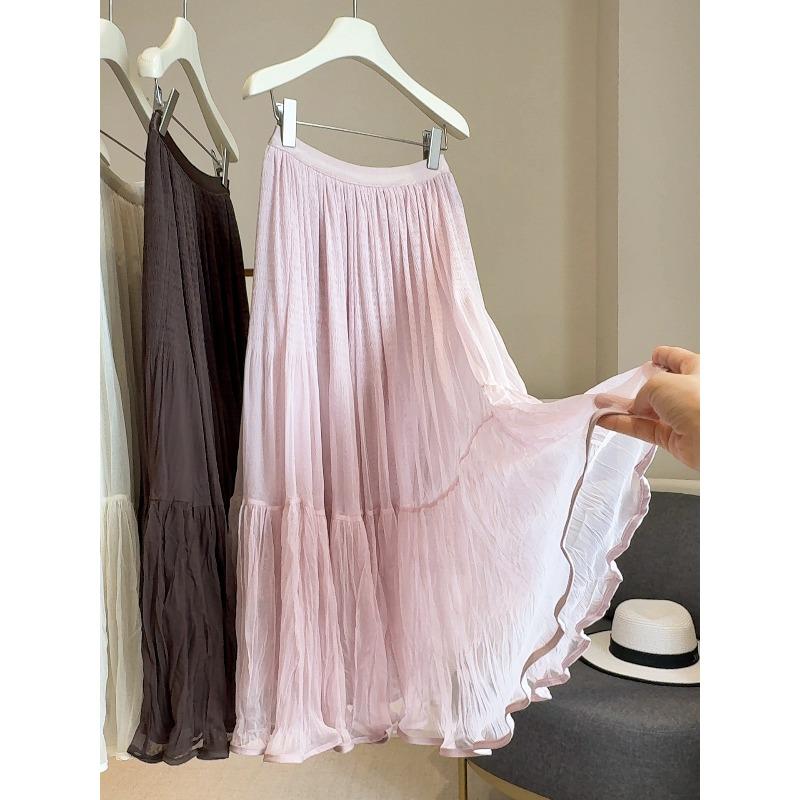 New high-end pleated mesh stitching A-shaped skirt women s autumn elastic waist solid color versatile medium and long fairy skirt one size fits all рожевий
New high-end pleated mesh stitching A-shaped skirt women s autumn elastic waist solid color versatile medium and long fairy skirt one size fits all рожевий