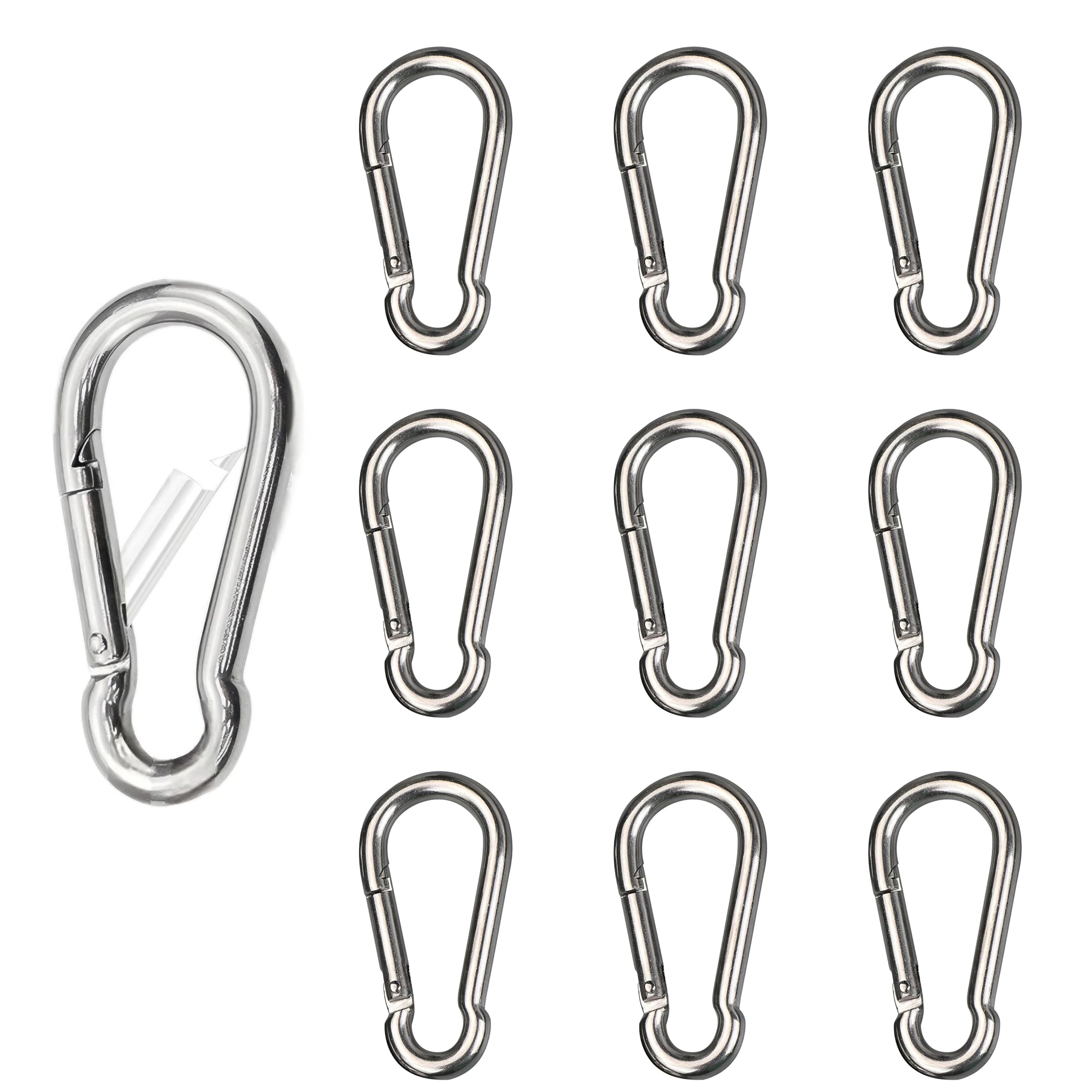 East Leaf Stainless Steel Carabiner Hooks, Keychain, 80kg Load Capacity, 8cm, Set of 10, Silver
East Leaf Stainless Steel Carabiner Hooks, Keychain, 80kg Load Capacity, 8cm, Set of 10, Silver