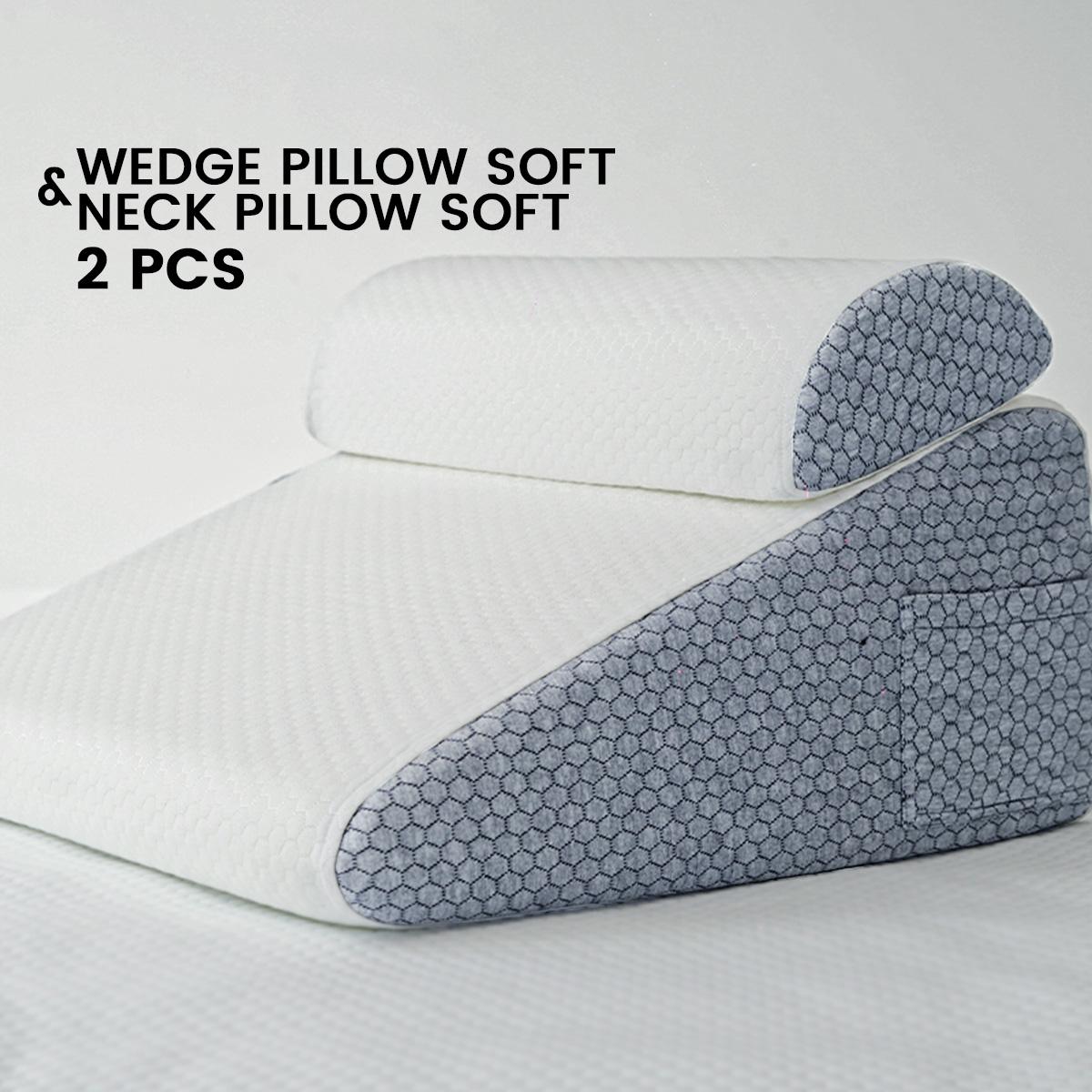 2pcs Memory Foam Bed Wedge Pillow Set for Back, Leg, and Knee Pain Relief - Triangle Pillow with Removable Cover 20x20x11inch светло-серый
2pcs Memory Foam Bed Wedge Pillow Set for Back, Leg, and Knee Pain Relief - Triangle Pillow with Removable Cover 20x20x11inch светло-серый