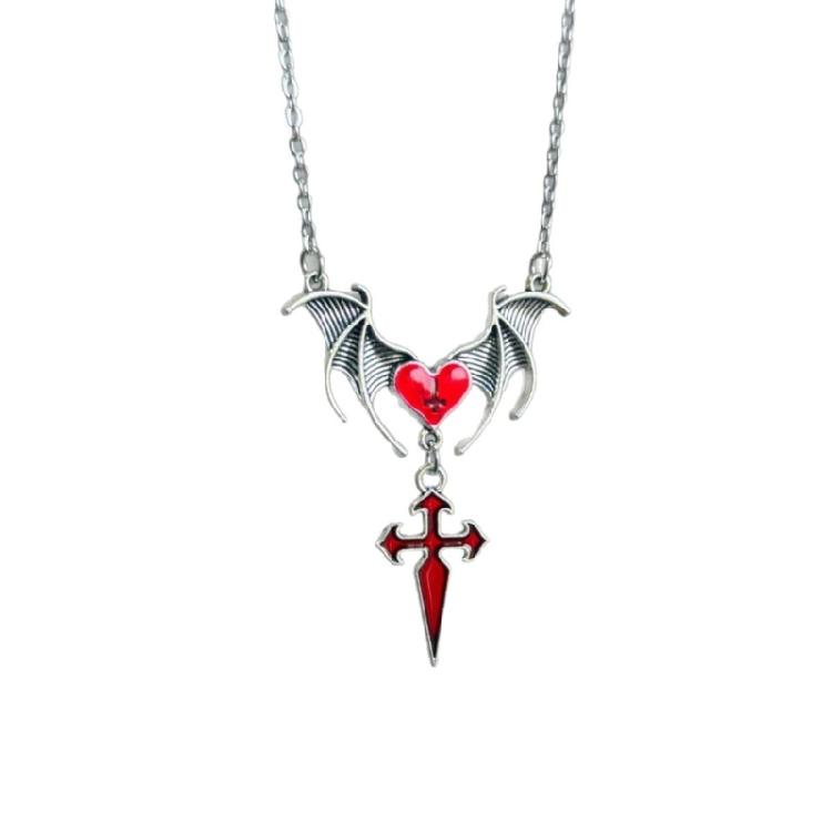 Gothic Detailed Punk Heart and Bat Wing Crosses Necklace Featuring Artistic Carving for Eye Catching Styles 1
Gothic Detailed Punk Heart and Bat Wing Crosses Necklace Featuring Artistic Carving for Eye Catching Styles 1