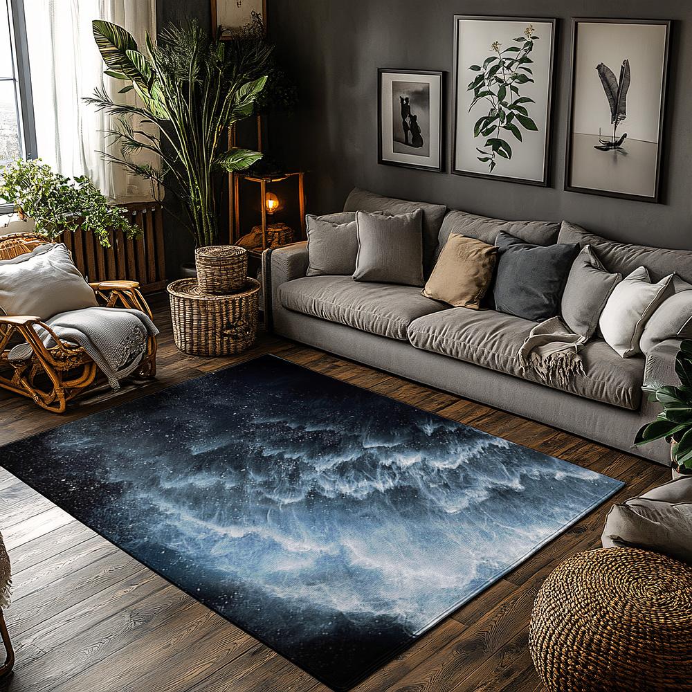 Bohemian Ocean Wave Area Rug, Blue Gray Textured Carpet, Non-Slip Living Room Floor Decor with Nature Art Pattern 50x80cm
Bohemian Ocean Wave Area Rug, Blue Gray Textured Carpet, Non-Slip Living Room Floor Decor with Nature Art Pattern 50x80cm