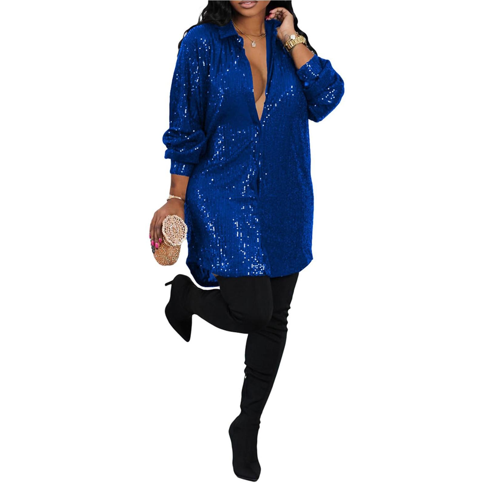 Женское свободное платье-рубашка на пуговицах с пайетками и длинными рукавами для вечеринок и клубов XXXL
Женское свободное платье-рубашка на пуговицах с пайетками и длинными рукавами для вечеринок и клубов XXXL