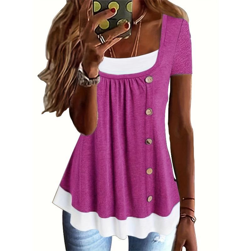 Button-Up 2-in-1 Look Short-Sleeve T-Shirt Top 3XL фіолетовий
Button-Up 2-in-1 Look Short-Sleeve T-Shirt Top 3XL фіолетовий