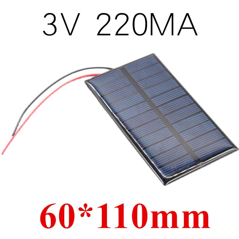 Солнечная панель 60x110 мм с проводами для DIY солнечных игрушек и RC-машин, 3 В 220 мА, эпоксидная смола
Солнечная панель 60x110 мм с проводами для DIY солнечных игрушек и RC-машин, 3 В 220 мА, эпоксидная смола
