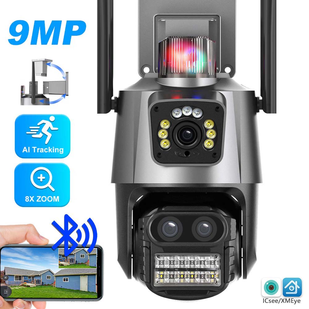 9MP WiFi IP Three Lens 8X Zoom Outdoor PTZ AI Tracking Smart Security Protection CCTV Surveillance Camera 9MP Cam No Card
9MP WiFi IP Three Lens 8X Zoom Outdoor PTZ AI Tracking Smart Security Protection CCTV Surveillance Camera 9MP Cam No Card