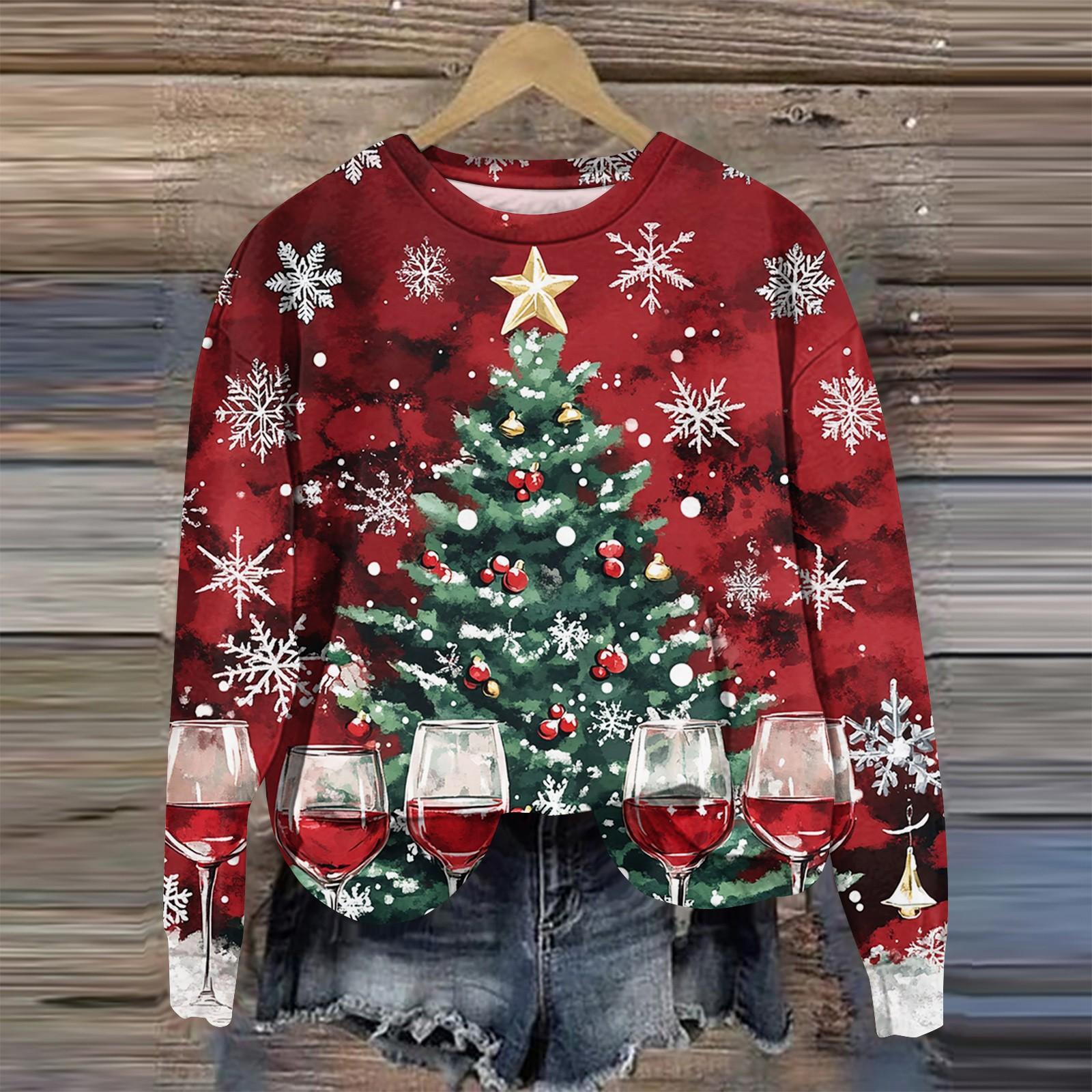 Женская мода круглый вырез пуловер длинный рукав футболка рождественский принт топ XXXL
Женская мода круглый вырез пуловер длинный рукав футболка рождественский принт топ XXXL