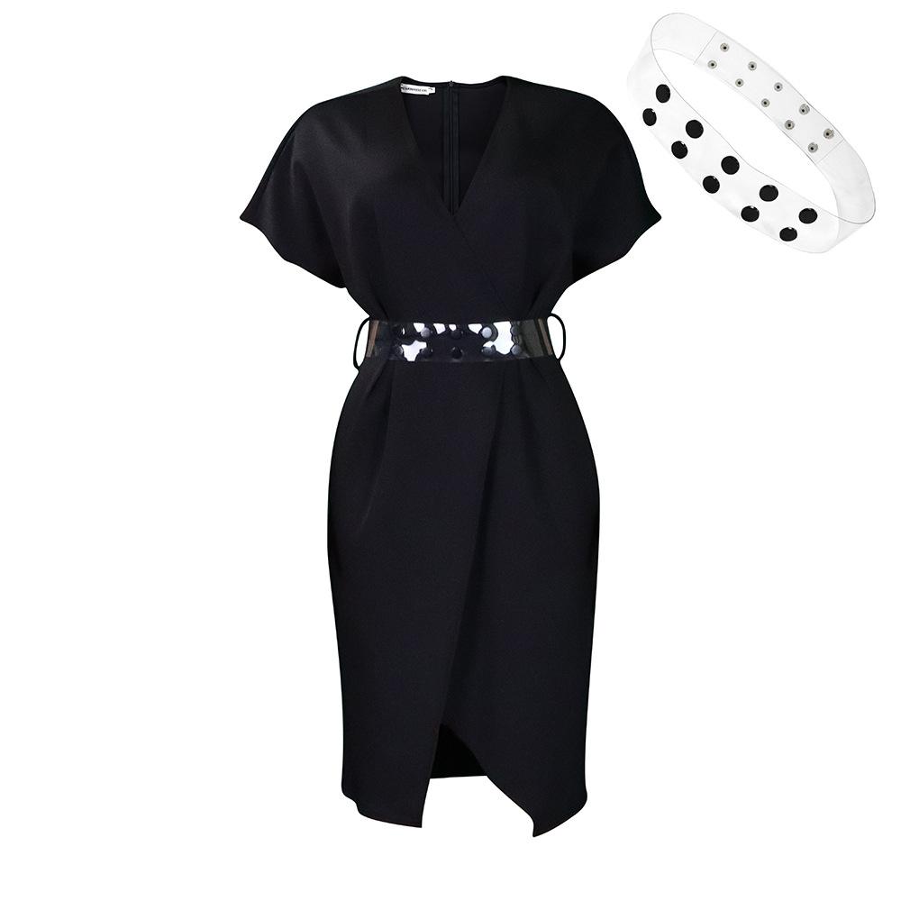 Женское платье больших размеров, модное вечернее платье с v-образным вырезом, сексуальные вечерние платья с разрезом 3XL чёрный