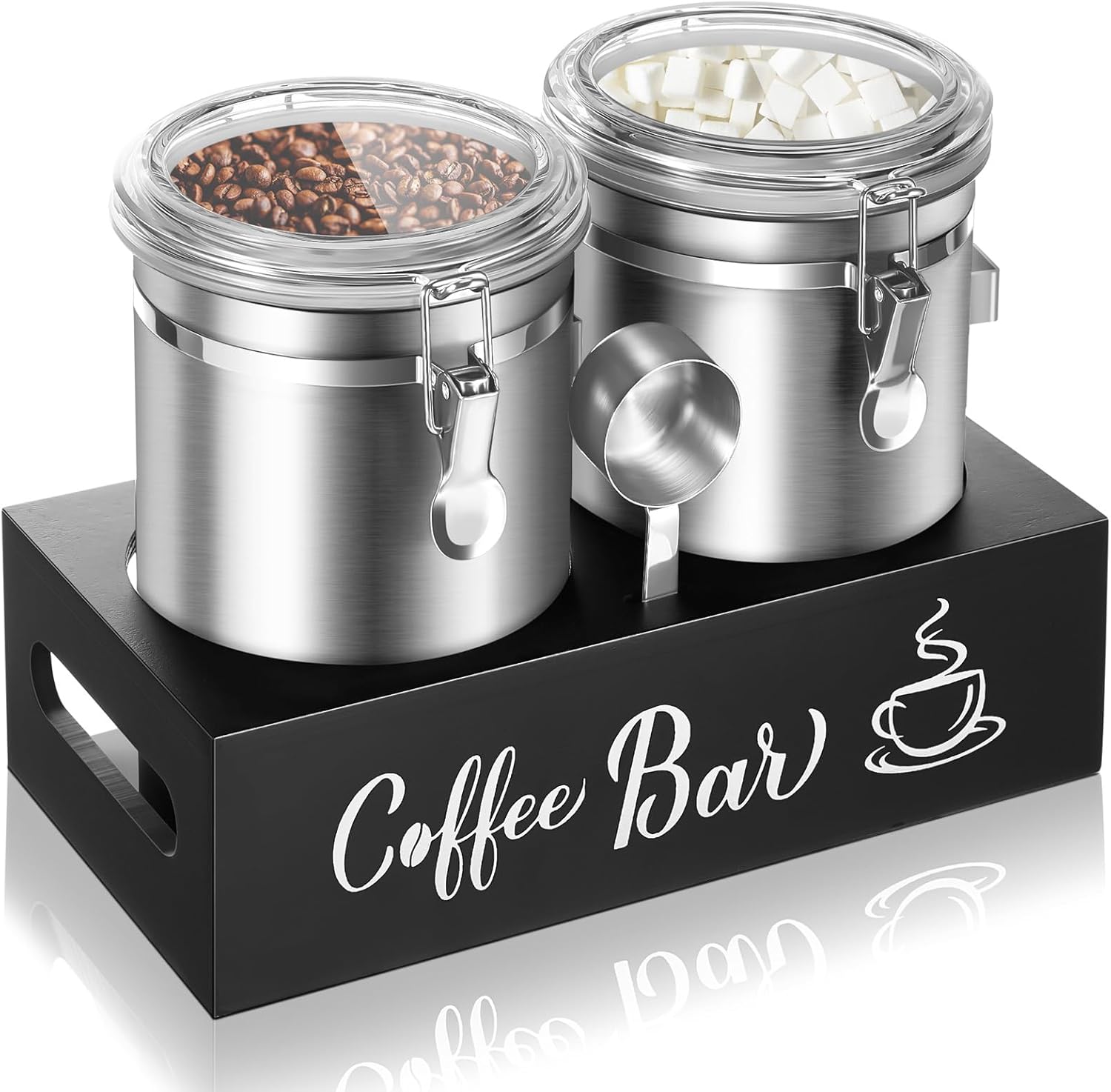 2 Pcs 66 oz Airtight Coffee Canisters with Scoop, Stainless Steel Storage Jars for Coffee Beans & Grounds (Black) срібний
2 Pcs 66 oz Airtight Coffee Canisters with Scoop, Stainless Steel Storage Jars for Coffee Beans & Grounds (Black) срібний