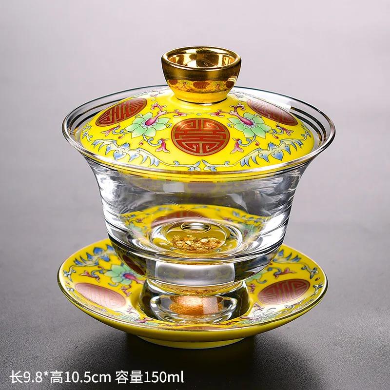 Enamel-painted glass covered bowl Pu er tea crystal tea bowl lotus hand-painted travel tea cup 150ml
Enamel-painted glass covered bowl Pu er tea crystal tea bowl lotus hand-painted travel tea cup 150ml