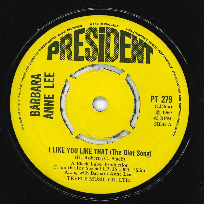 7inch Record BARBARA ANNE LEE I Like You Like That PT279 President 1969 UK CountryFolk Used
7inch Record BARBARA ANNE LEE I Like You Like That PT279 President 1969 UK CountryFolk Used