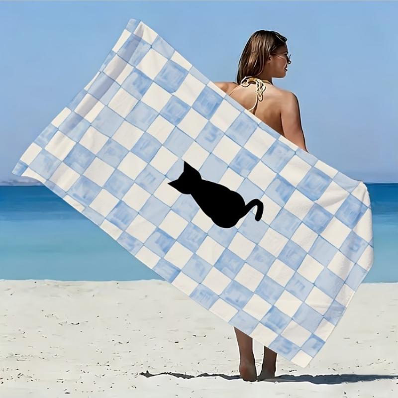 2D Flat - 1pc Black Cat Silhouette and Blue-White Checkered Beach Towel | Soft,Skin-Friendly,Non-Shedding, Easy to Clean,Durable W30*H60(CM)
2D Flat - 1pc Black Cat Silhouette and Blue-White Checkered Beach Towel | Soft,Skin-Friendly,Non-Shedding, Easy to Clean,Durable W30*H60(CM)