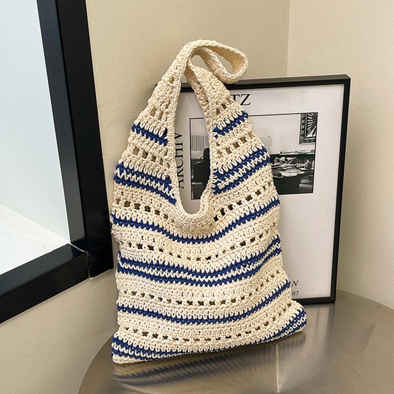Yogodlns Chic Blue & White Striped Knit Crochet Shoulder Bag Versatile Large Capacity Hollow Out Casual Tote for Women Summer Beach Vacations 33x2x40cm синий
Yogodlns Chic Blue & White Striped Knit Crochet Shoulder Bag Versatile Large Capacity Hollow Out Casual Tote for Women Summer Beach Vacations 33x2x40cm синий