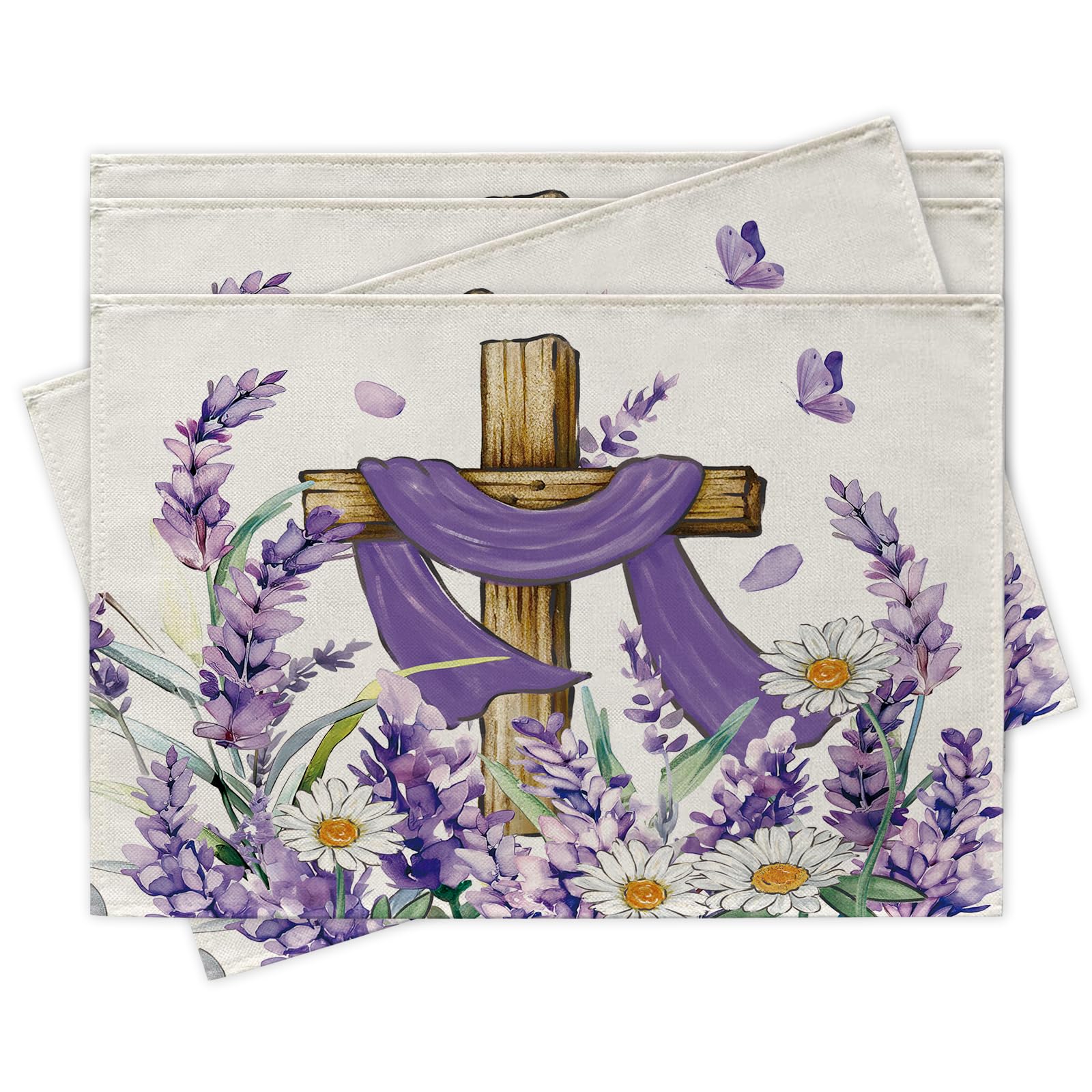 Easter Religious Cross Flower Placemats Set of 4, Spring Summer Lavender Daisy Floral Faith Christian Dining Place Mats Table Decor 4Pcs-12 X18
Easter Religious Cross Flower Placemats Set of 4, Spring Summer Lavender Daisy Floral Faith Christian Dining Place Mats Table Decor 4Pcs-12 X18