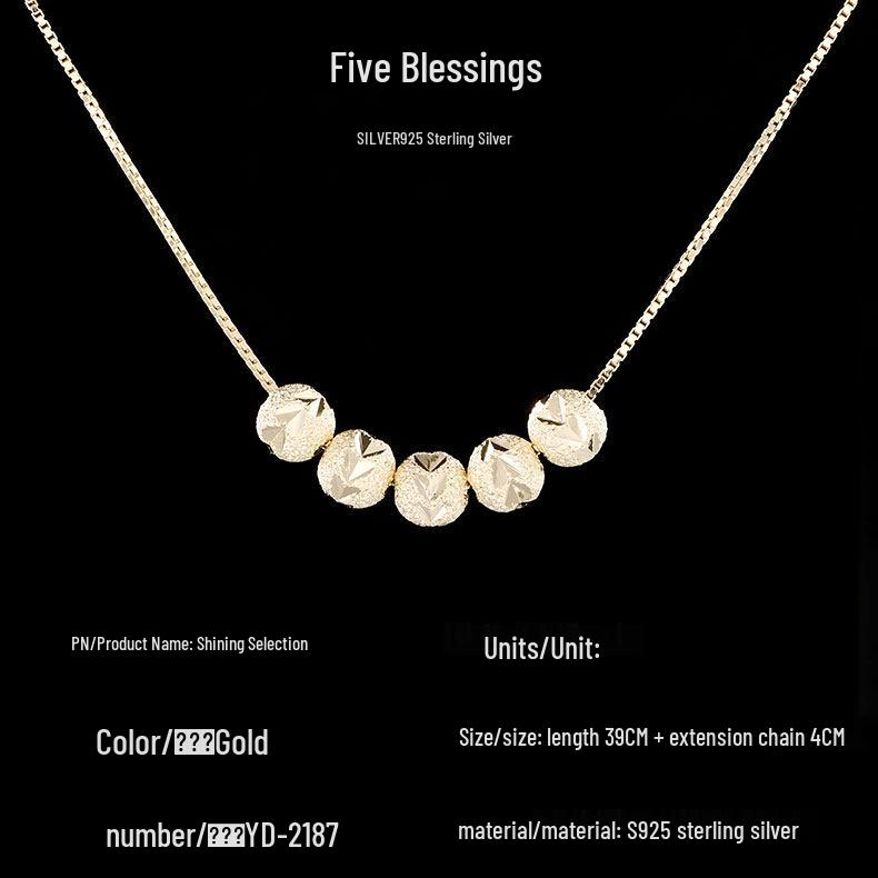 Shining Five Blessings Sterling Silver Choker Necklace - Versatile High-End Women s Clavicle Chain
Shining Five Blessings Sterling Silver Choker Necklace - Versatile High-End Women s Clavicle Chain