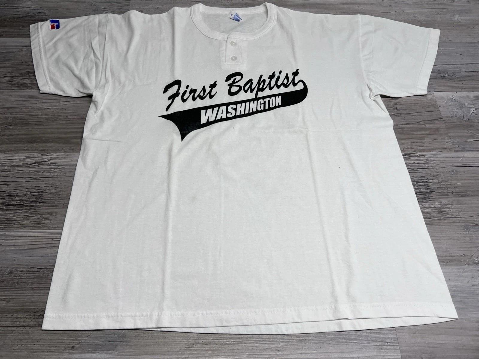 Vintage Russell Athletic Baseball Shirt First Baptist Washington Church League 4XL
Vintage Russell Athletic Baseball Shirt First Baptist Washington Church League 4XL