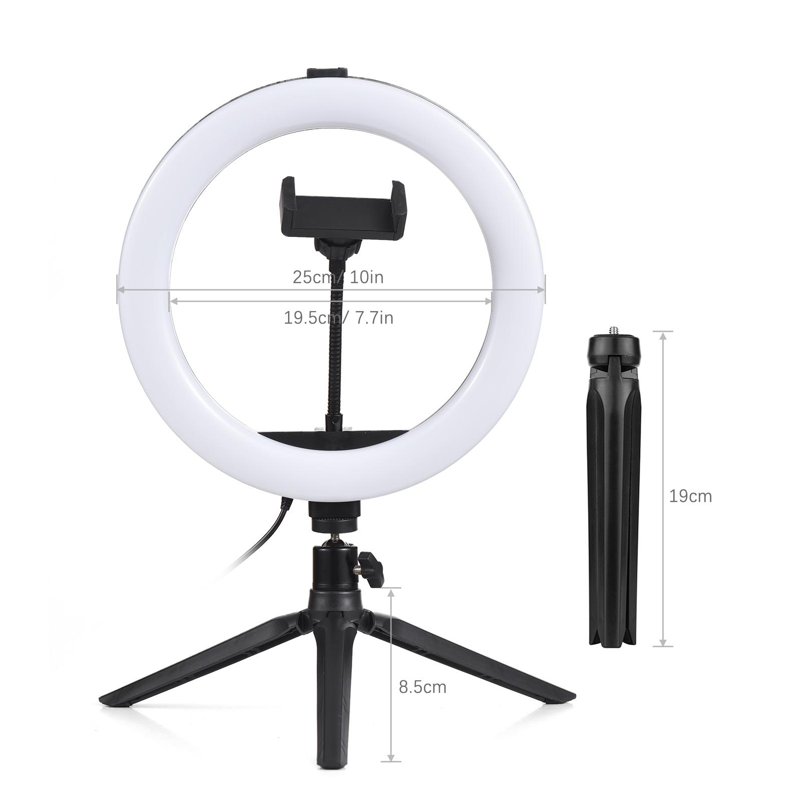 10 Inch LED Light, 3 Lighting Modes 11 Brightness Levels USB Powered with Tripod, Phone Holder, Head Adapter
10 Inch LED Light, 3 Lighting Modes 11 Brightness Levels USB Powered with Tripod, Phone Holder, Head Adapter