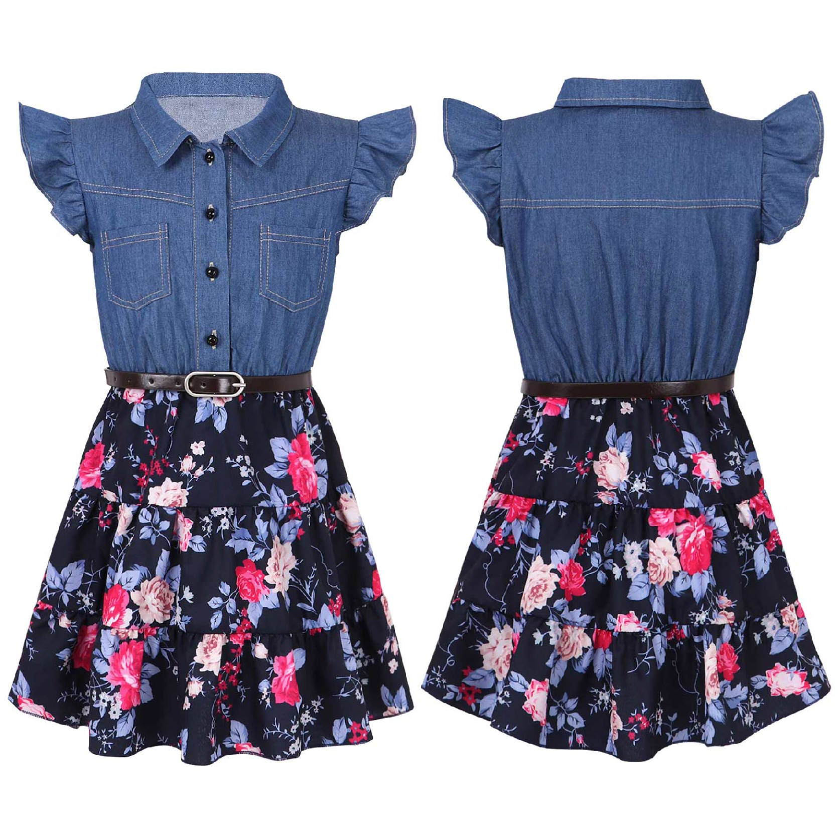 Платья для девочек Джинсовая распашная юбка с цветочным принтом и поясом Модная повседневная одежда для девочек
Платья для девочек Джинсовая распашная юбка с цветочным принтом и поясом Модная повседневная одежда для девочек