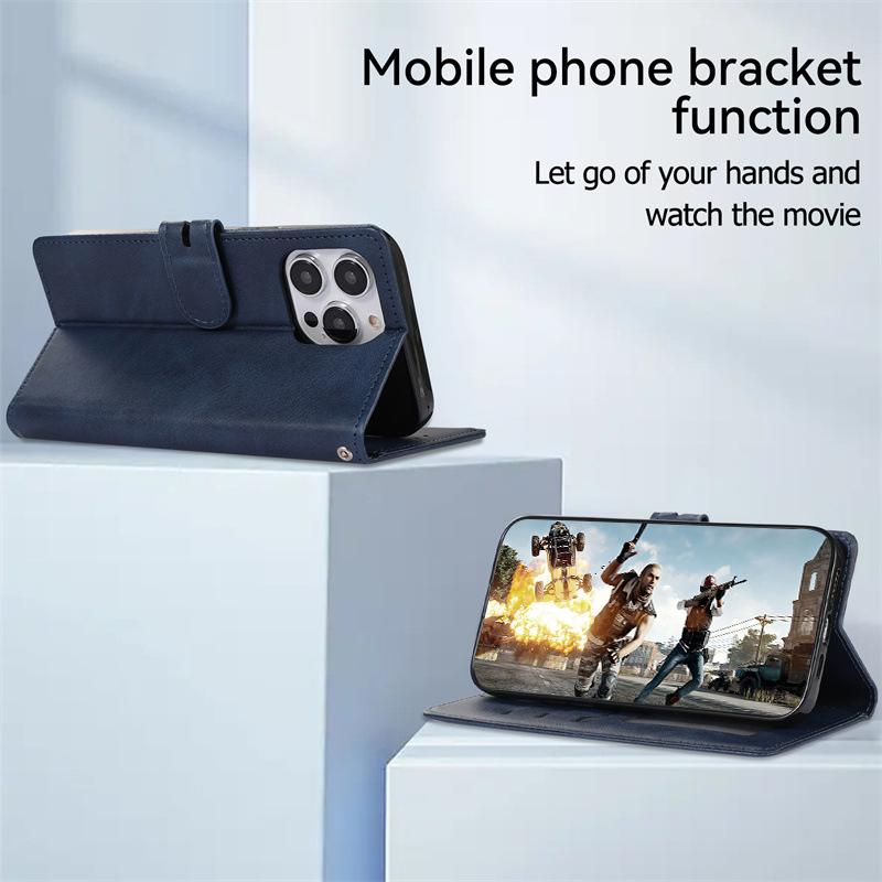 For iPhone 15 Stand Calf Texture Phone Case PU Leather Full Protection Phone Cover Wallet Dark Blue
For iPhone 15 Stand Calf Texture Phone Case PU Leather Full Protection Phone Cover Wallet Dark Blue