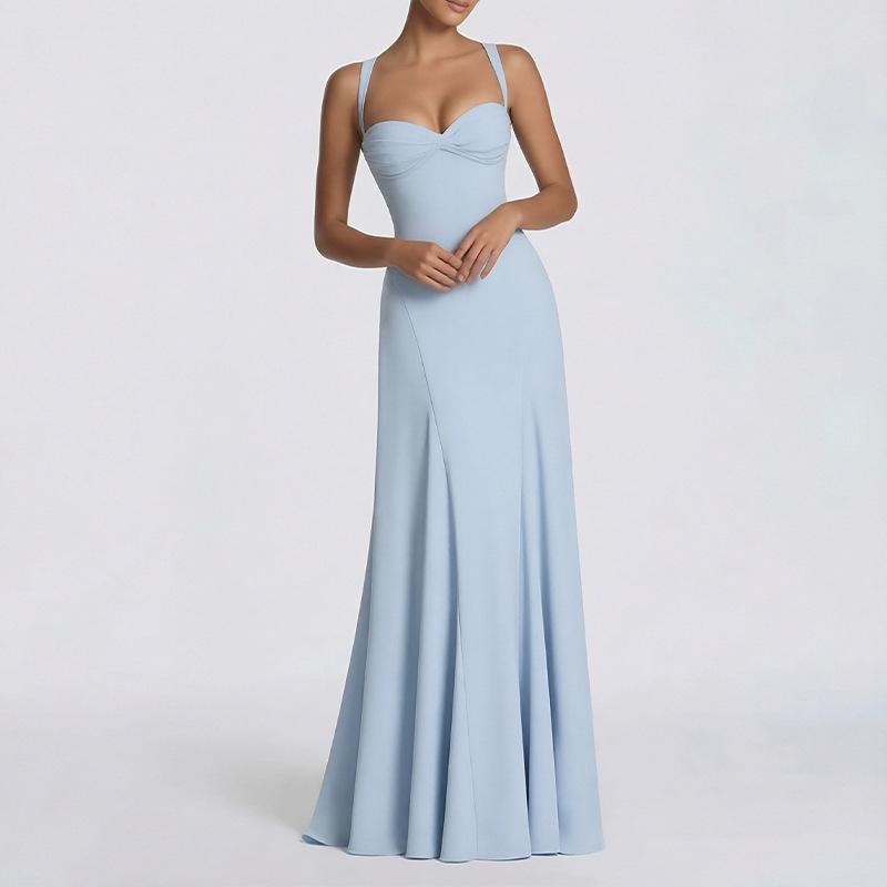 Spring new, elegant and sexy banquet solid color suspender dress dress 3XL синій
Spring new, elegant and sexy banquet solid color suspender dress dress 3XL синій
