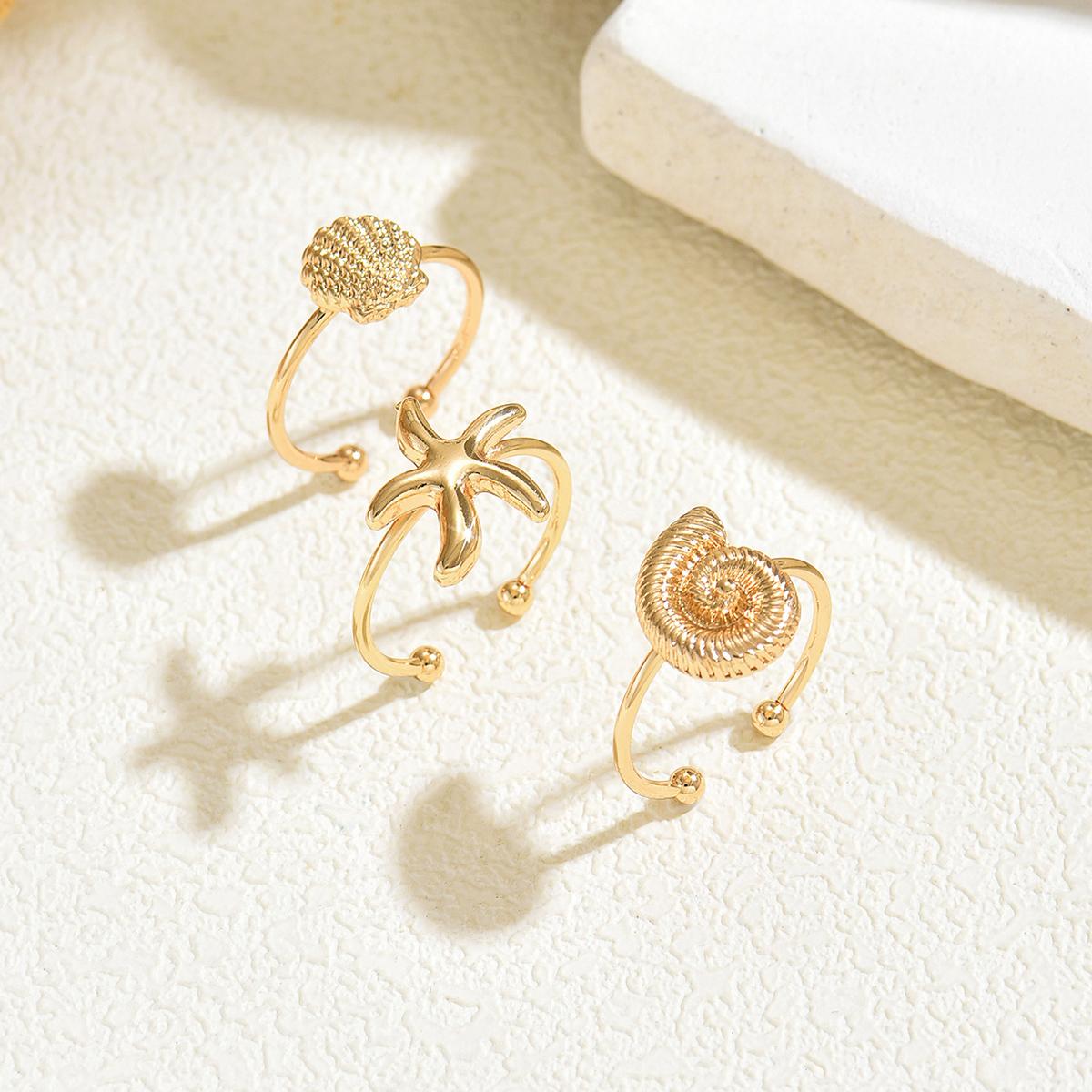 3Pcs/Set Gold Color Starfish Shell Open Ring Set Boho Coastal Stackable Rings For Women Summer Beach Jewelry
3Pcs/Set Gold Color Starfish Shell Open Ring Set Boho Coastal Stackable Rings For Women Summer Beach Jewelry
