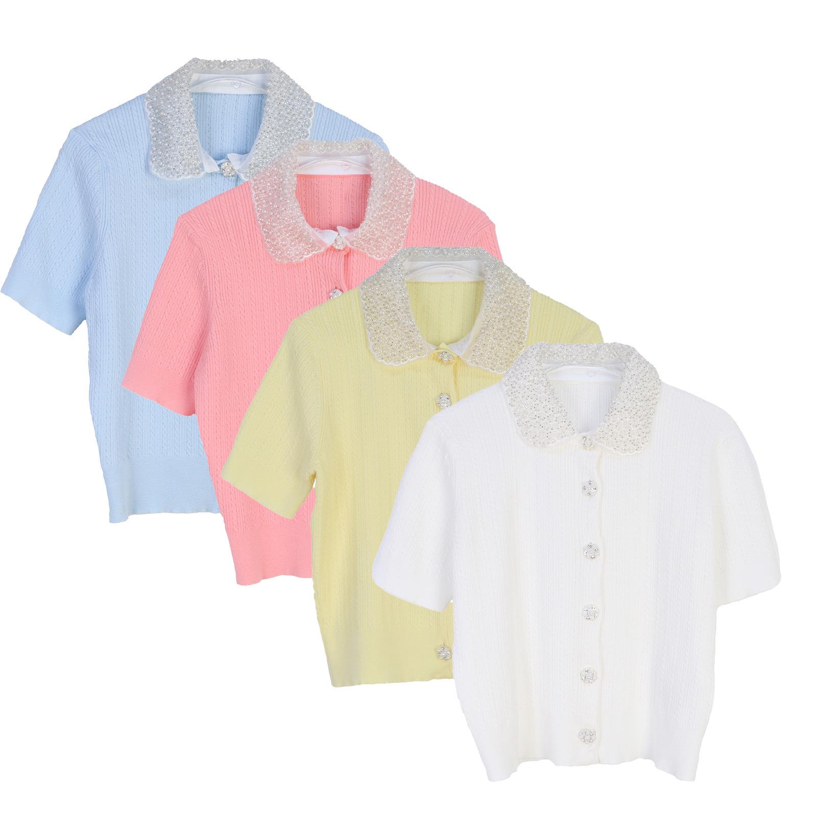 French-Style Short-Sleeve Knit Cardigan with Pearl Peter Pan Collar - Chic, Sweet, Age-Defying Women s Spring/Summer Knitwear Medium
French-Style Short-Sleeve Knit Cardigan with Pearl Peter Pan Collar - Chic, Sweet, Age-Defying Women s Spring/Summer Knitwear Medium