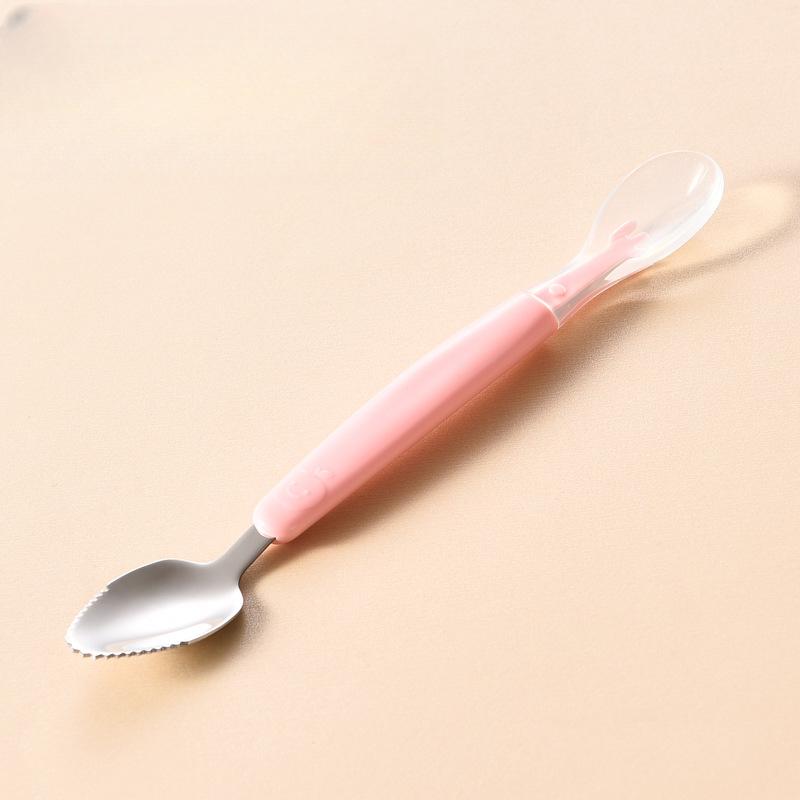 Stainless Steel Baby Cutlery Silicone Double Head Scraping Fruit Puree Spoon Complementary Food Spoon
Stainless Steel Baby Cutlery Silicone Double Head Scraping Fruit Puree Spoon Complementary Food Spoon