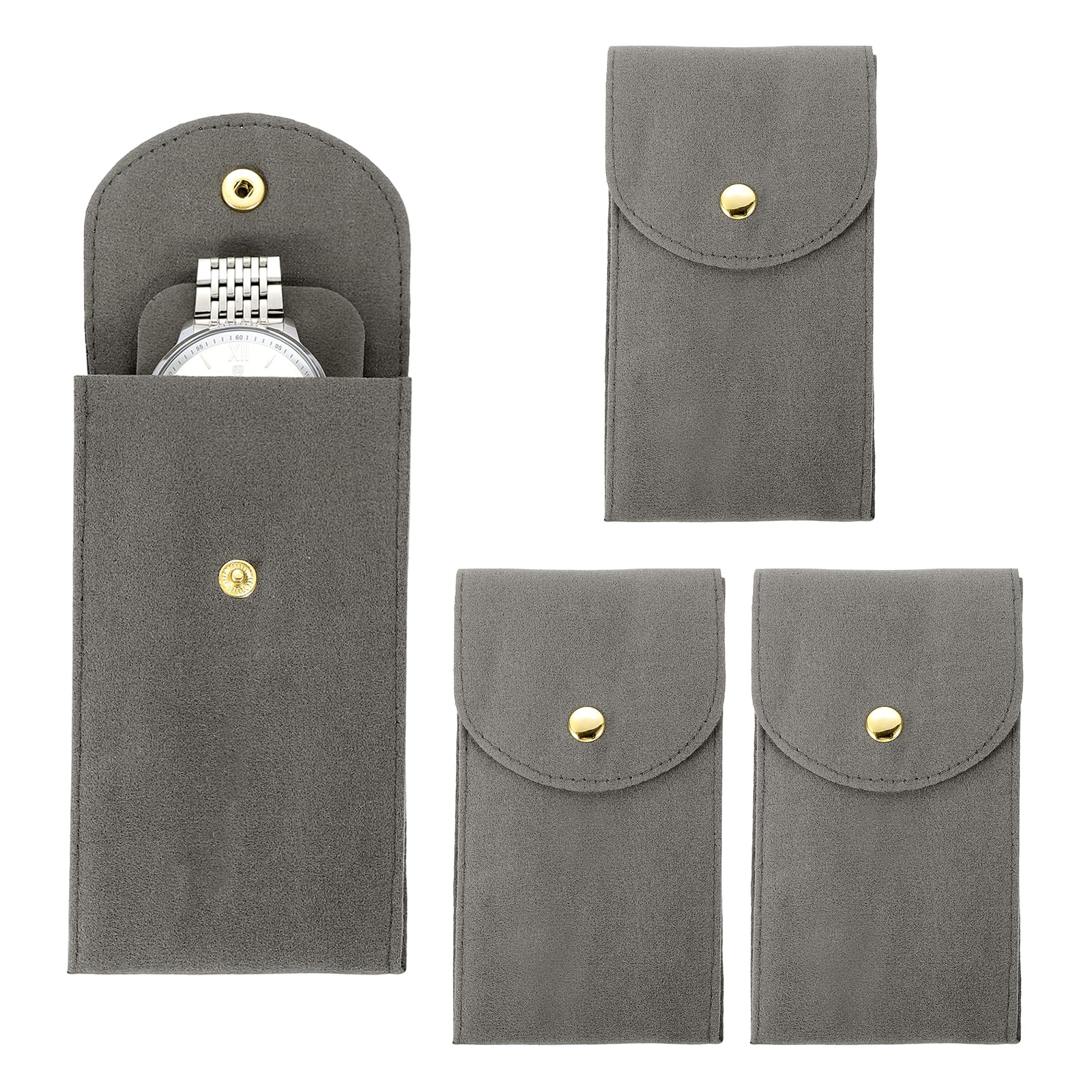 PATIKIL Velvet Watch Pouch, Set of 4, Soft Velvet, Snap Button Closure, Portable Travel Case for Jewelry and Watch Storage (Gray, 13 x 7 cm)
PATIKIL Velvet Watch Pouch, Set of 4, Soft Velvet, Snap Button Closure, Portable Travel Case for Jewelry and Watch Storage (Gray, 13 x 7 cm)