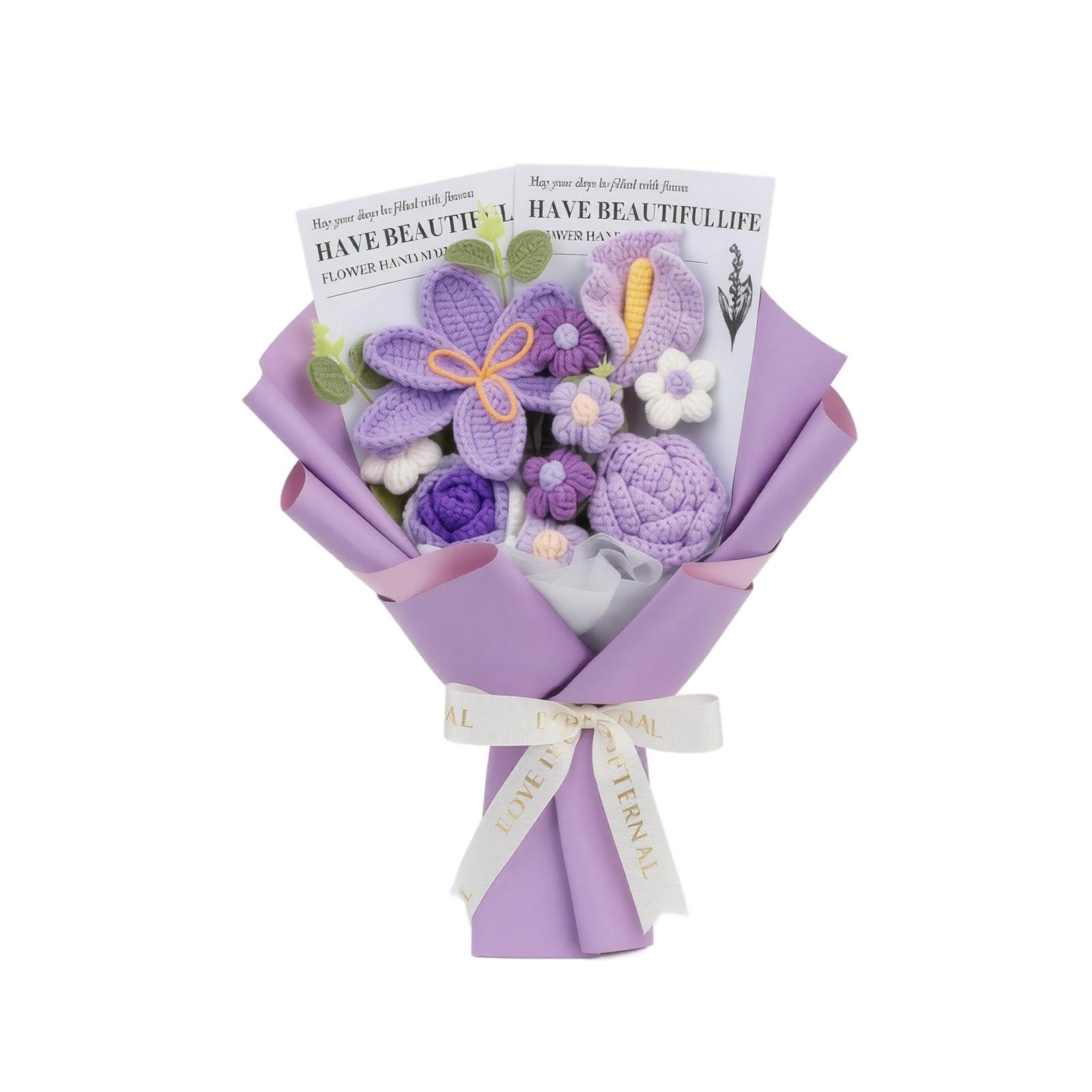 Handmade Knitted Flower Bouquet with Calla Lily Rose and Various Yarn Flowers Perfect for Home Decoration and Gift Giving One Size фіолетовий
Handmade Knitted Flower Bouquet with Calla Lily Rose and Various Yarn Flowers Perfect for Home Decoration and Gift Giving One Size фіолетовий