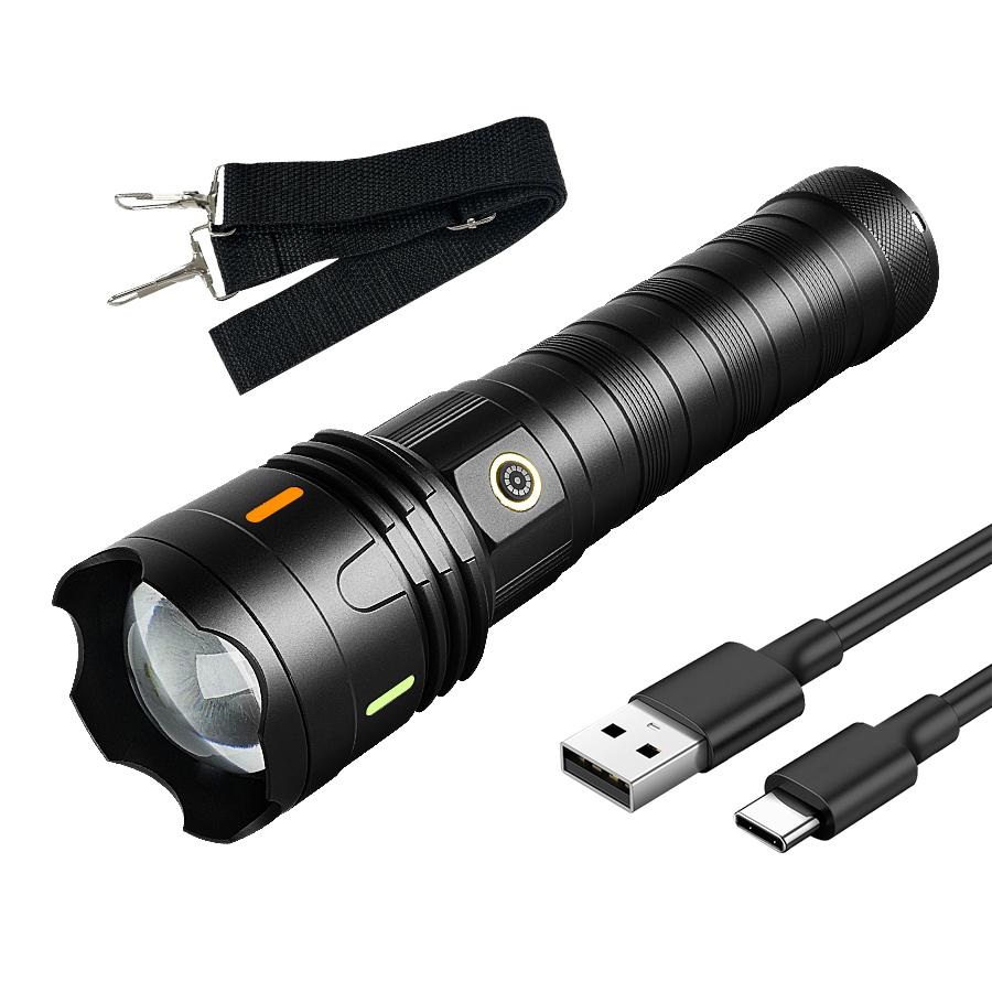 2025 самый мощный светодиодный фонарик супер яркий перезаряжаемый фонарь дальнего действия 4500 м фонарь для кемпинга и рыбалки чёрный