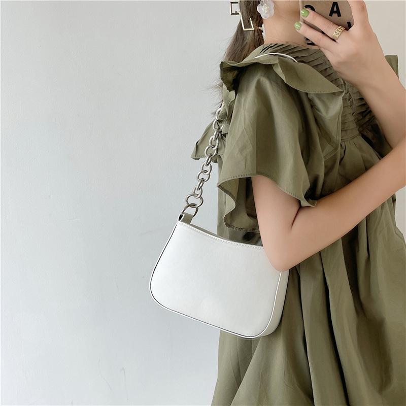 Сумка через подмышку для женщин с металлическим кольцом, сумка через подмышку, уличная сумка на молнии из искусственной кожи, женская однотонная сумка через плечо 21*13*6cm белый