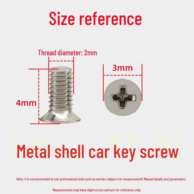 Miniature Metal Car Key Shell & M2 Phillips Countersunk Screw Car Key Shell Screws (4 pcs) with Screwdriver
Miniature Metal Car Key Shell & M2 Phillips Countersunk Screw Car Key Shell Screws (4 pcs) with Screwdriver