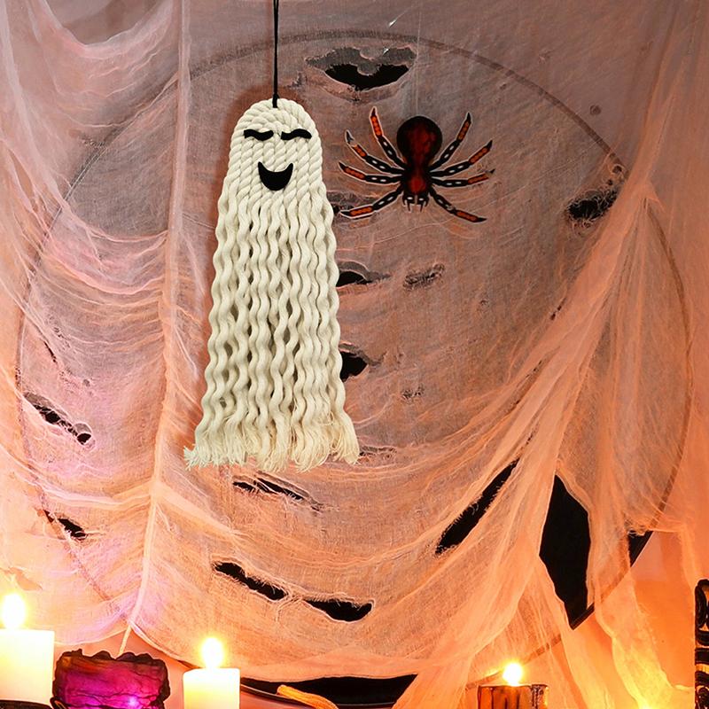 Halloween Cute Woven Knit Ghost Pendant With Cartoon Face Ghost Shape Design Ornament
Halloween Cute Woven Knit Ghost Pendant With Cartoon Face Ghost Shape Design Ornament