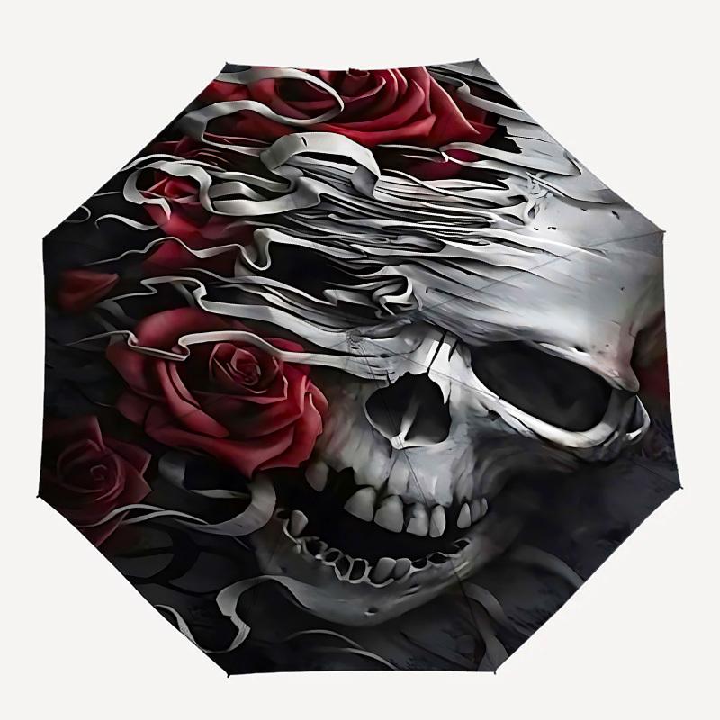 1pc skull rose umbrella with 8 iron ribs and a plastic handle, automatic opening and closing, and daily use.1038
1pc skull rose umbrella with 8 iron ribs and a plastic handle, automatic opening and closing, and daily use.1038